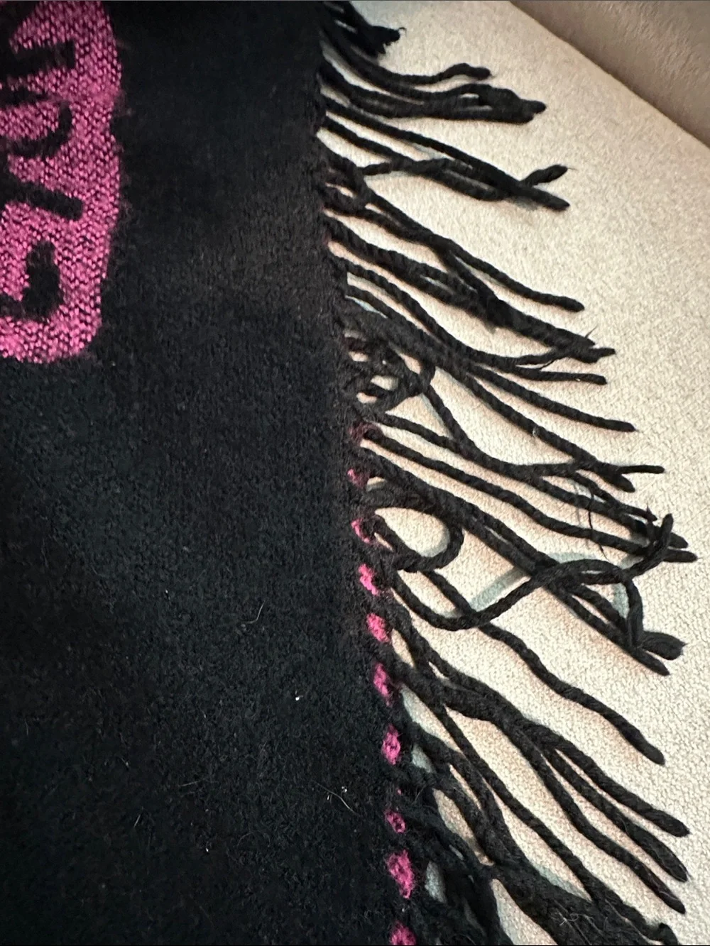 Victoria's Secret Black blanket with Pink Heart Motifs